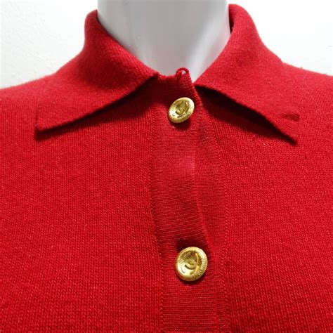 Chanel 90s Red Cashmere Cardigan For Sale at 1stDibs
