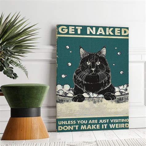 Cat Poster, Poster Print, Get Naked Black Cat Poster, Canvas Art Poster ...