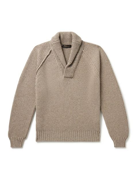 Loro Piana - Archer Shawl-Collar Ribbed Cashmere Sweater - Neutrals ...