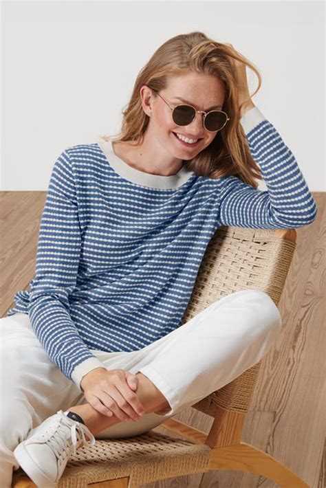 Buy Tchibo women crew neck long sleeve stripe sweater blue white Online ...