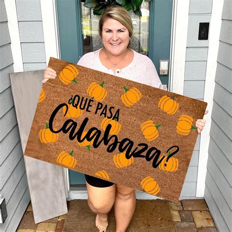 Fall Door Mat,Que Pasa Calabaza,Hello-Pumpkin-Welcome-Doormat For Fall ...