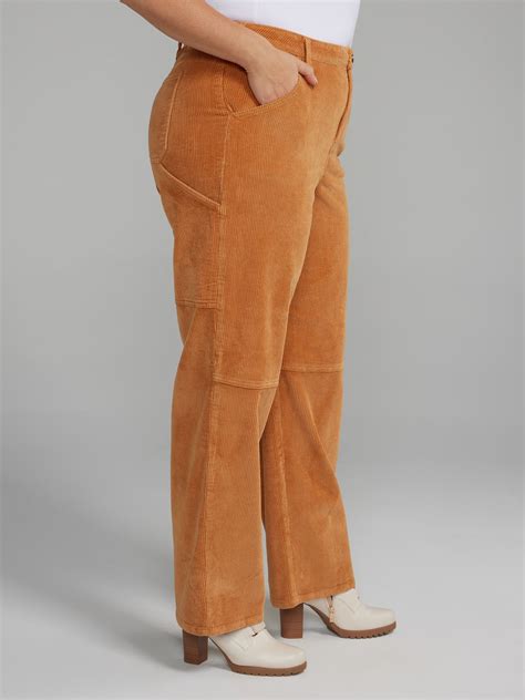 Plus Size Wide Leg Carpenter Style Corduroy Pants | Fashion to Figure