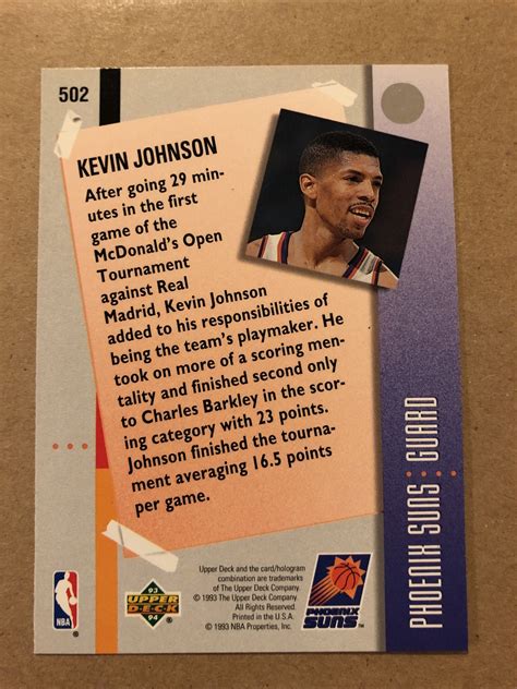 1993-94 Upper Deck #502 Kevin Johnson Basketball Card | eBay