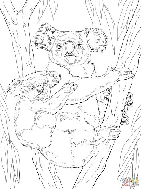 Koala with Baby coloring page | Free Printable Coloring Pages