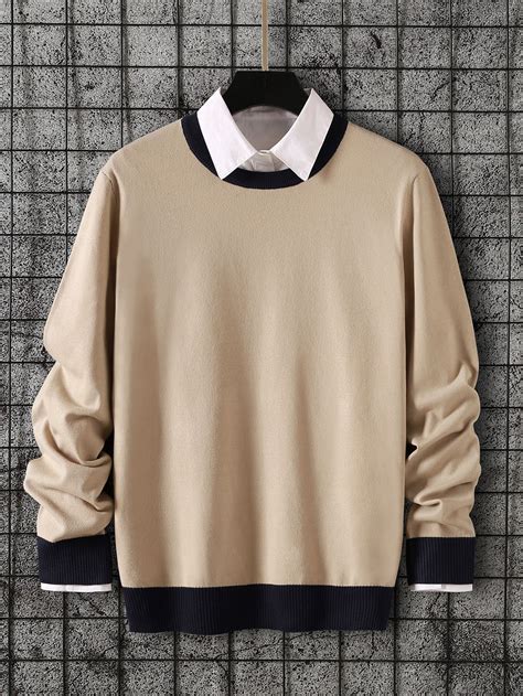 Apricot Casual Collar Long Sleeve Fabric Colorblock Pullovers ...