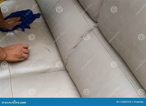 Cleaning Leather Sofa at Home Stock Image - Image of maintenance ...