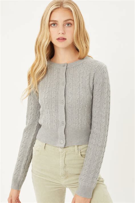 Buttoned Cable Knit Cardigan Long Sleeve Sweater - Walmart.com