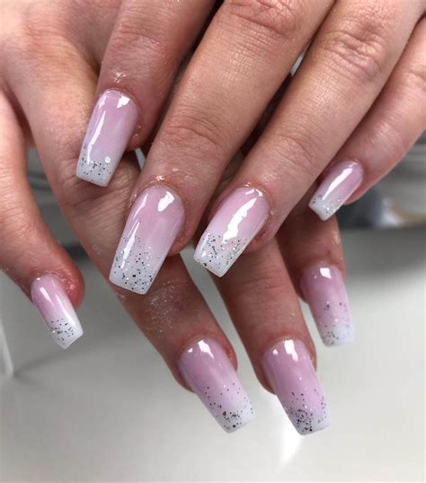 White Nails With Pink Glitter
