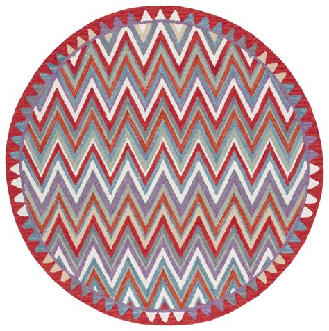 SAFAVIEH Aspen Fleur Zig Zag Area Rug, Red/Ivory, 7' x 7' Round ...