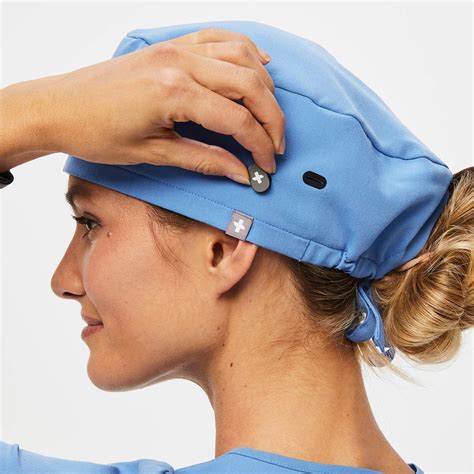 Modern Classic Scrub Cap with Buttonholes - Ceil Blue · FIGS
