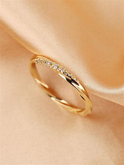 Cubic Zirconia Decor Twist Ring | SHEIN USA