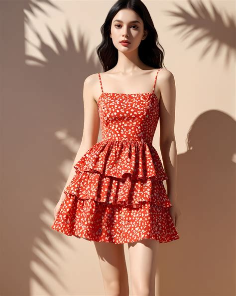 Playful Red Mini Frock with Tiered Layers in 2025 | Corset fashion ...