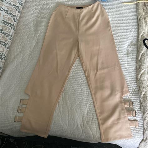 Cream dress pants, belt cut out detail. Pretty... - Depop