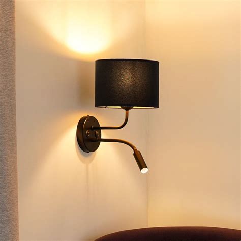 Roller wall light, dark blue velvet, black, with reading light | Lights.ie