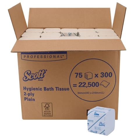 SCOTT 2-PLY Plain Hygienic Bath Toilet Tissue 300 SHEETS X 75 PACKS ...