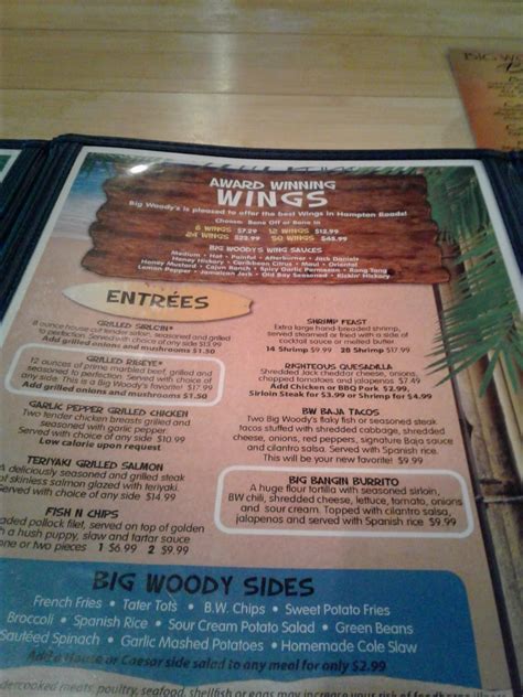 Menu at Woody's Raw Bar & Grill, Chesapeake, Portsmouth Boulevard Suite 872