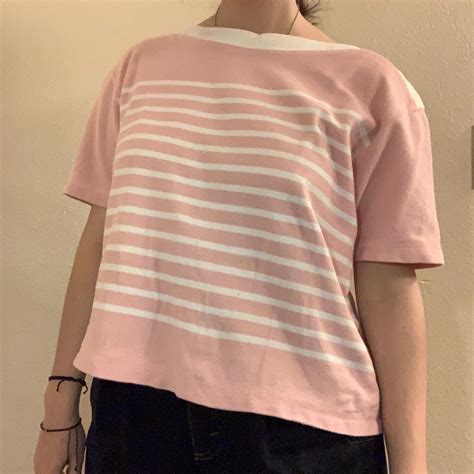 Liz Claiborne Women's Pink and White Shirt | Depop