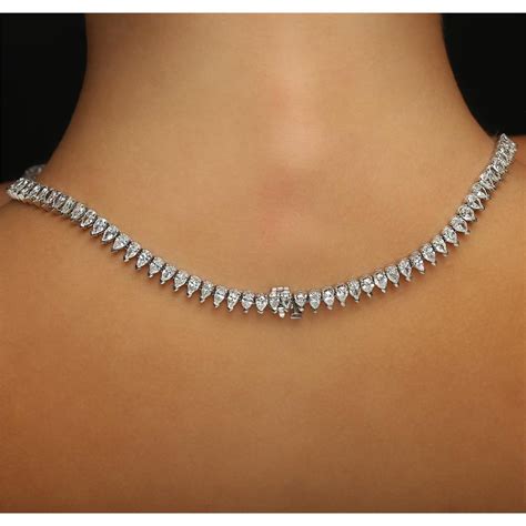 Platinum 20.76ctw Diamond Tennis Necklace