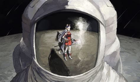 reflection, anime, big boobs, spacesuit, artwork, fan art, purple eyes ...