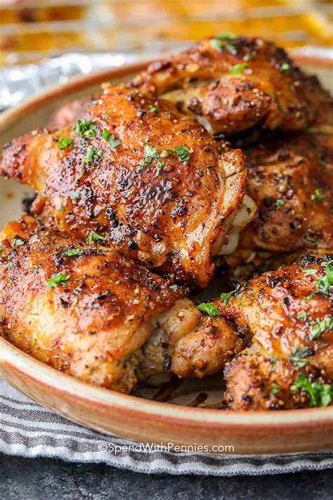 Crispy Baked Chicken Thighs {Perfect every time} - Spend With Pennies