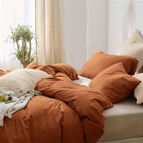 Amazon.com: ETDIFFE Burnt Orange Queen Size Comforter Set, 3pc ...