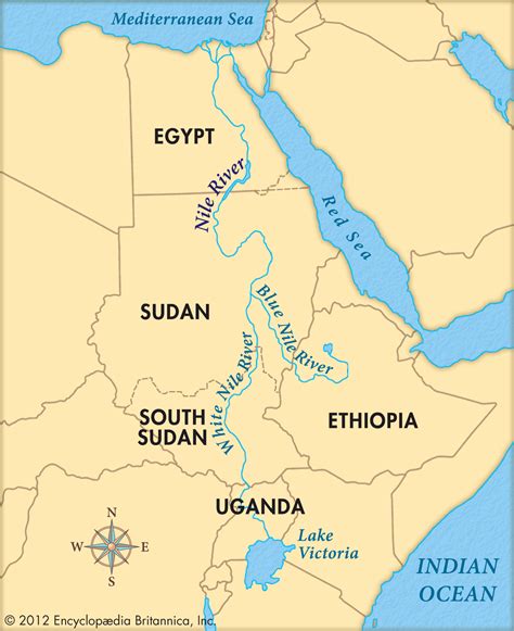 Map of the Nile River in Africa