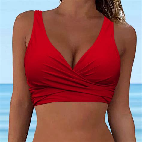 TOWED22 Women's Underwire Bikini Tops Push Up Criss Cross Swim Top ...