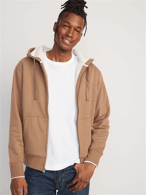 Cozy Sherpa-Lined Zip Hoodie for Men | Old Navy