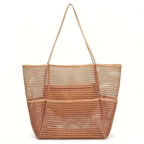"Dowellia Large Mesh Beach Bag for Women, Foldable Travel Tote with ...