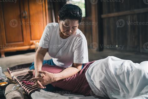 Massage and spa relaxing treatment of office syndrome traditional thai ...