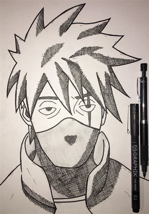 Drew good old kakashi with his resting f**k everything face, hope you all enjoy : r/Naruto