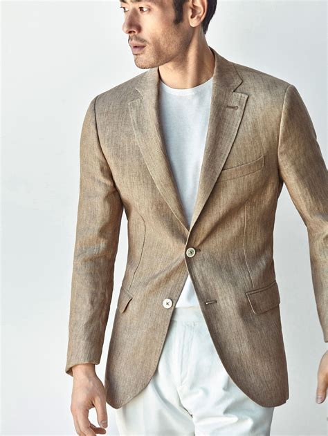 Autumn Spring summer 2017 Men´s HERRINGBONE SLIM FIT LINEN BLAZER at ...