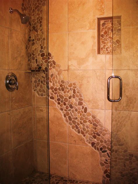 Subway Tile Shower With River Rock Floor at Shawn Keim blog