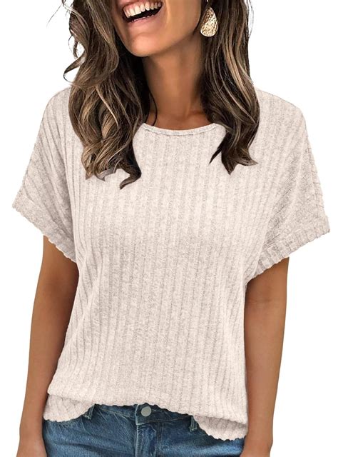 SUNBS Womens Summer Tops Short Sleeve Sweaters Tunic Tops Dressy Casual ...