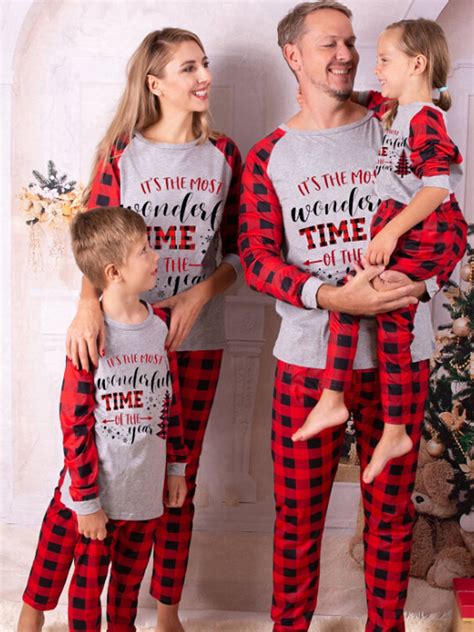 Thaisu Matching Family Christmas Pajamas Family Pjs Tops Plaid Pants ...