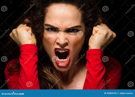 Vary Angry Woman Clenching Fists Stock Photo - Image of adult ...