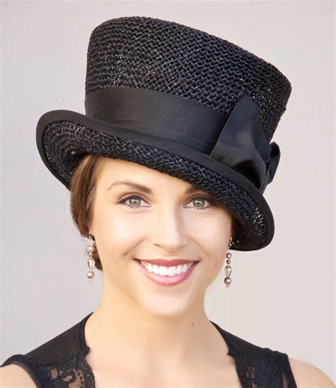 Women's Black Hat, Church hat, Kentucky Derby hat, Wedding hat, Top hat ...