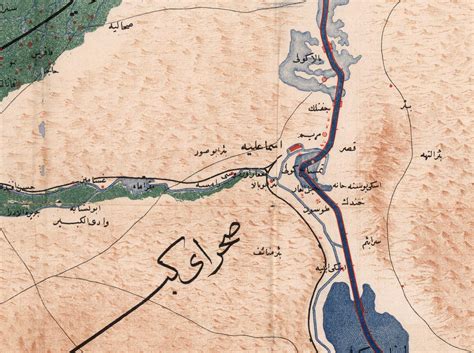 Old Arabic Map of Suez Canal by Erhard Schieble in 1869 - River Nile ...