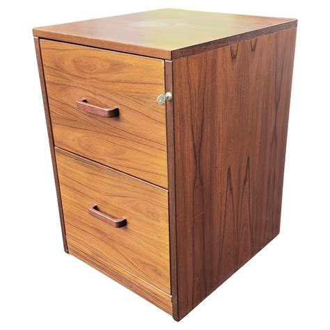 Mid-20th Century Danish Modern 2-Drawer Teak Rolling Filing Cabinet ...