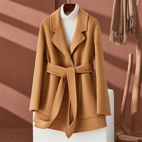 Wool Wrap Coat, Short Wool Coat, Women's Autumn Winter Wool Coat With ...