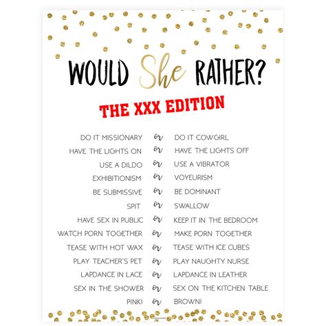 XXX Would She Rather Game | Printable Adult Bachelorette Party Games – OhHappyPrintables