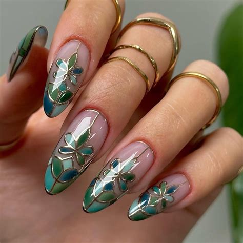 Stained Glass Press on Nails - Stained Glass Nails - Garden-inspired ...
