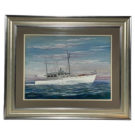 Sportfishing Boat Painting By John Austin Taylor For Sale at 1stDibs