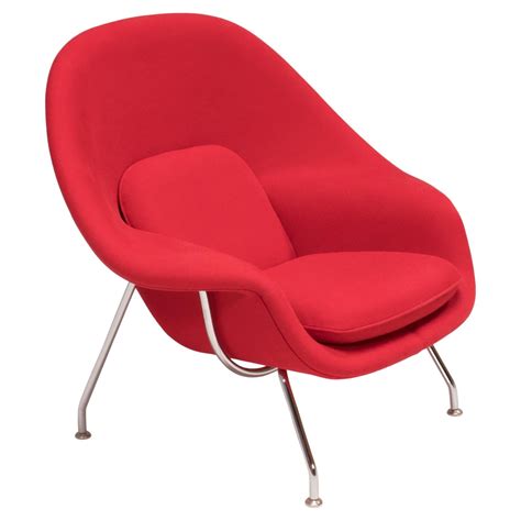 Eero Saarinen For Knoll Red Leather Womb Chair and Ottoman at 1stDibs ...