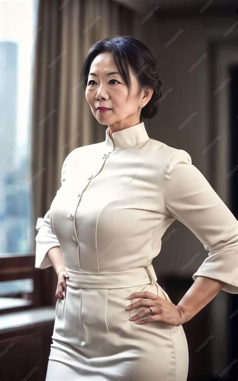 Premium Photo | Portrait photo of beautiful middle aged adult asian woman generative AI