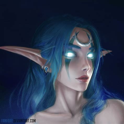 Night Elf Druid Female - World of Warcraft character fanart blue hair ...