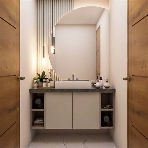 Compact Bathroom Design Idea With Vanity Cabinet | Livspace