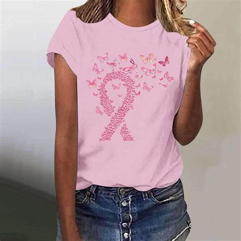 VKOYWKM Women's Breast Cancer Survivor Shirts Breast Cancer Awareness T ...