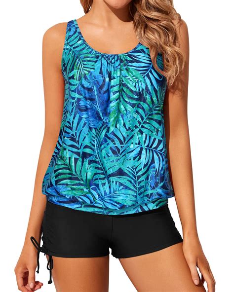 Yonique Blouson Tankini Swimsuits for Women 2 Piece Bathing Suits Tops ...