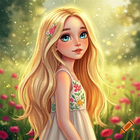 Girl with blonde hair on Craiyon